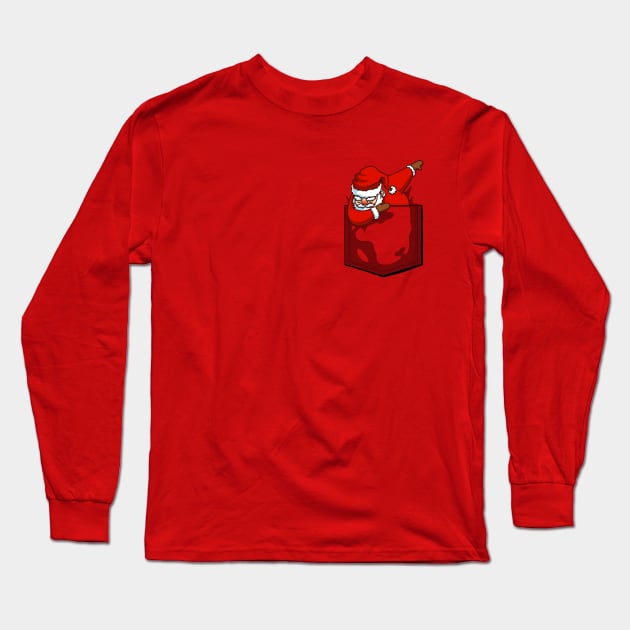 Pocket T-shirt Dabbing Santa Christmas Tshirt Dab Santa Xmas Long Sleeve T-Shirt by vo_maria